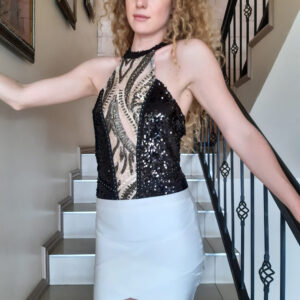 Item 87 Sequinned Bodysuit Black