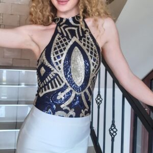 Item 88 Sequinned Bodysuit Black/Navy